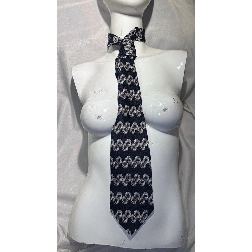 Paco Rabanne Italian Silk Tie Blue Paris Geometric Pattern Men’s Luxury Necktie